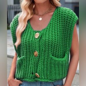 Green Knit Sweater Vest